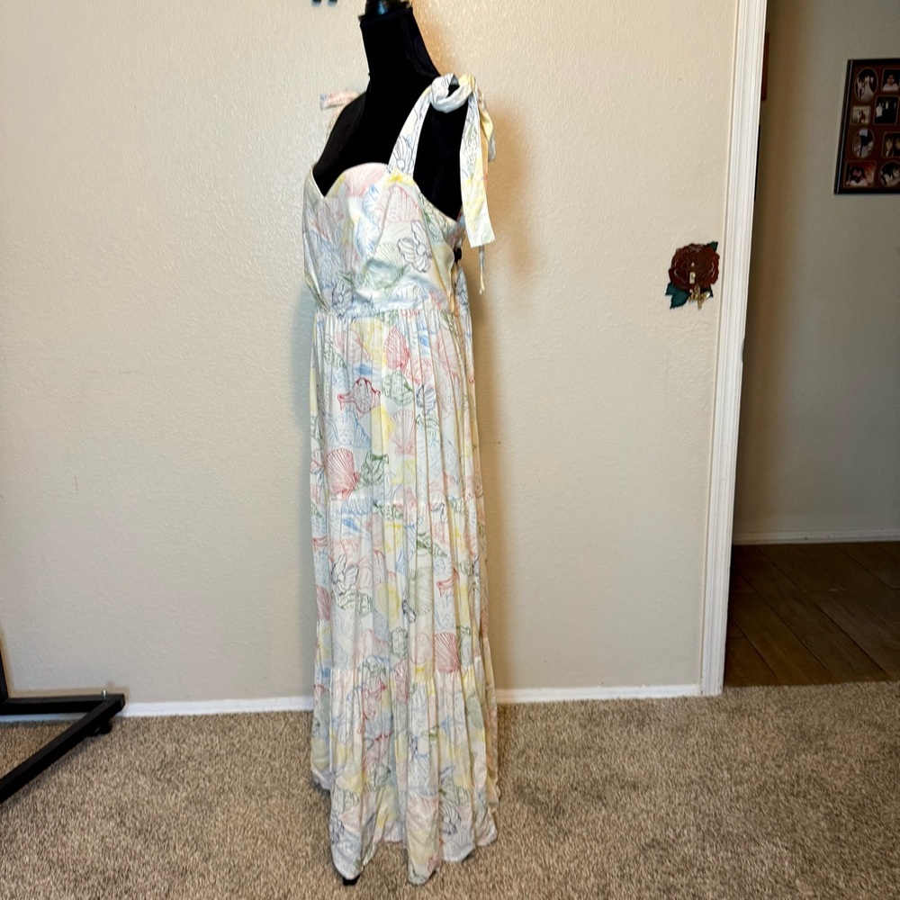 Eloquii Seashell Tiered Flowy Maxi Dress White Size 18 - Picture 6 of 16